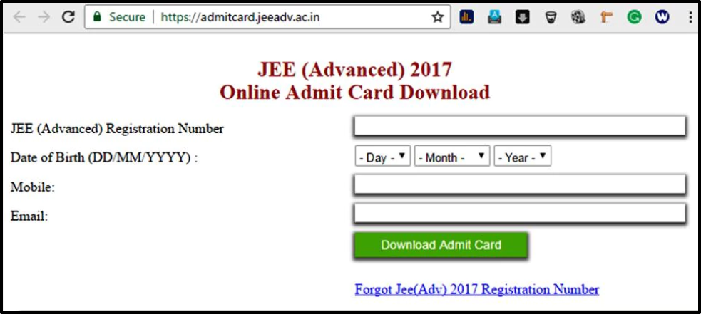Picture of JEE Advanced Admit Card Download